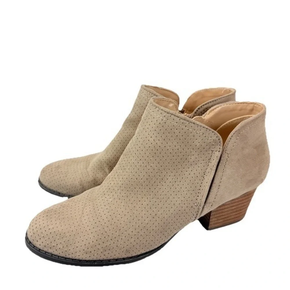 LifeStride Blake Women's Size 7.5M Brown Bootie Side Zip Stacked Heel Ankle Boot